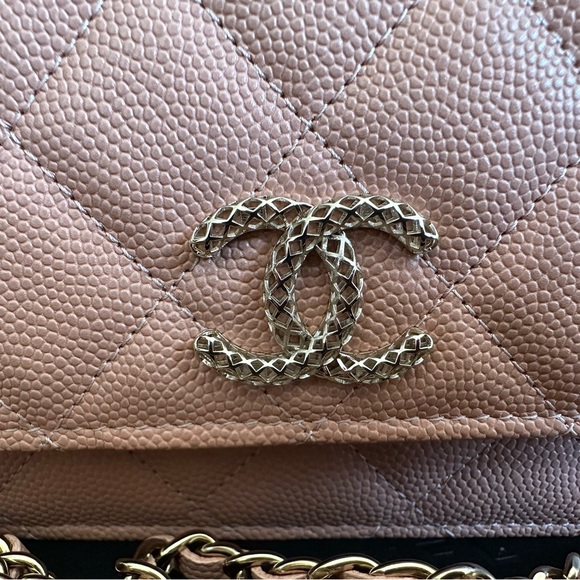 Brand New CHANEL 23P Beige Caviar GHW CC Wallet On Chain WOC with Receipt - Picture 8 of 14
